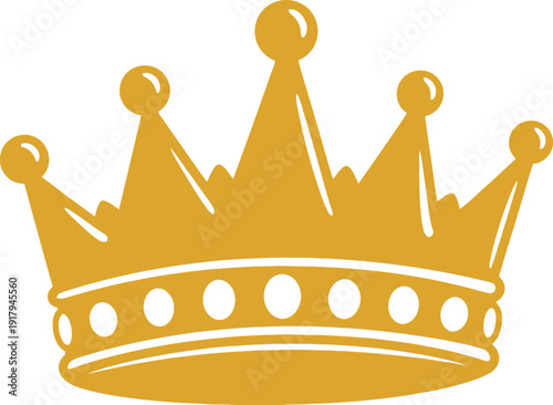 Golden crown icon with white accents and ornate details