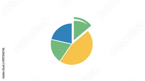 A pie chart with four colored sections, one detached, on a white background