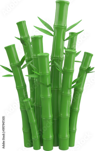 Healthy Green Bamboo Stalks Group