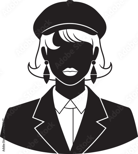 Woman wearing a beret and earrings isolated on transparent background