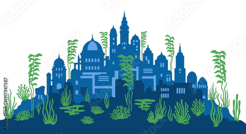 Underwater Cityscape Fantasy Illustration