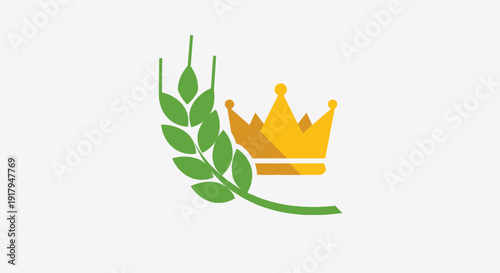 Wheat Crown Logo, Agriculture Royalty Symbol, Organic Food Icon