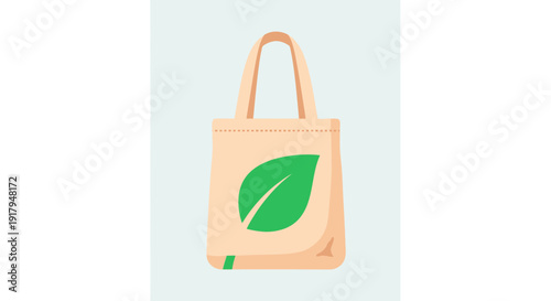 Eco friendly tote bag with green leaf symbol, sustainable shopping