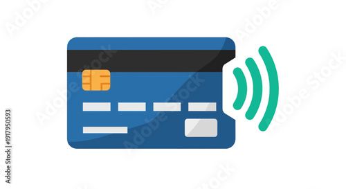 Contactless Payment Credit Card Icon with Signal Waves