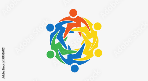 Diverse people teamwork circle logo graphic