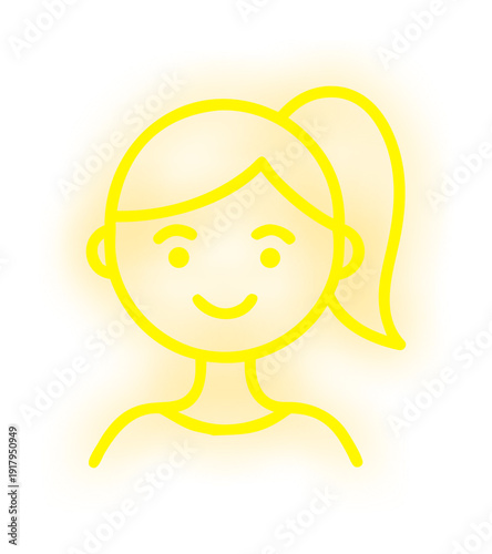 Cute girl face avatar simple outline icon