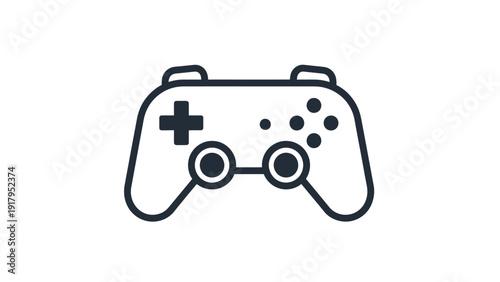 A simple black outline of a video game controller on a white background
