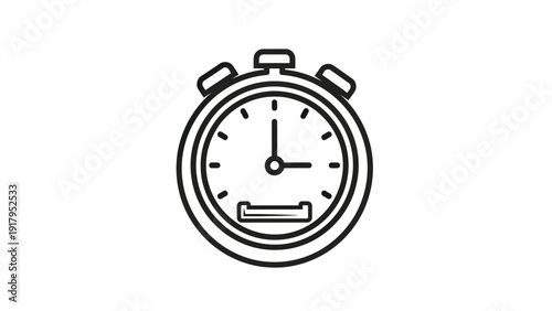 A minimalist black-and-white icon of a stopwatch, indicating the time is at 300