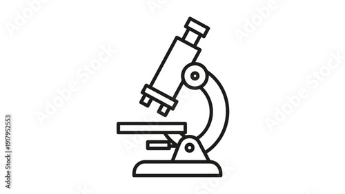 A simple line drawing of a microscope, positioned on a white background