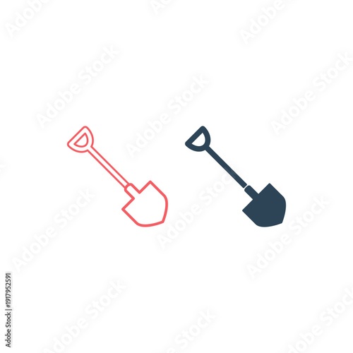 Shovel icons set flat. Illustration isolated vector sign symbol.