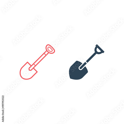 Shovel icons set flat. Illustration isolated vector sign symbol.