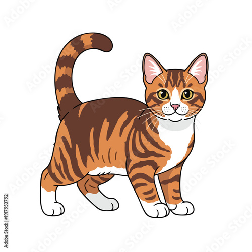 Adorable Domestic Cat with Striped Fur and Bright Eyes Perfect for Animal and Pet Enthusiast Content