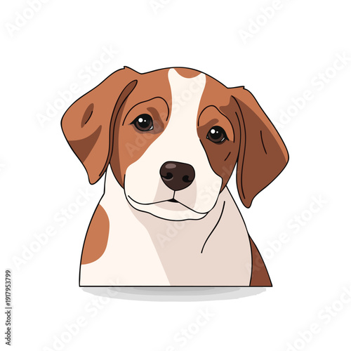 Adorable Cartoon Dog Illustration with expressive eyes and friendly face