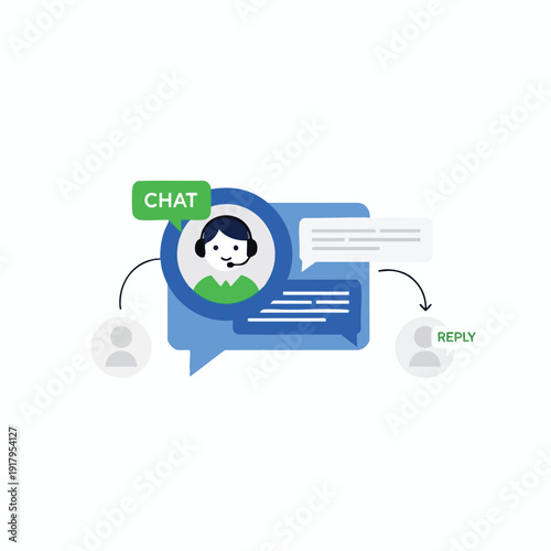 Online Customer Support Chat Illustration for Business Communication