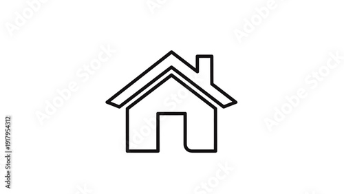 Free Download A minimalist outline of a house, with a gabled roof, chimney, and a square doorway - GFXLoad