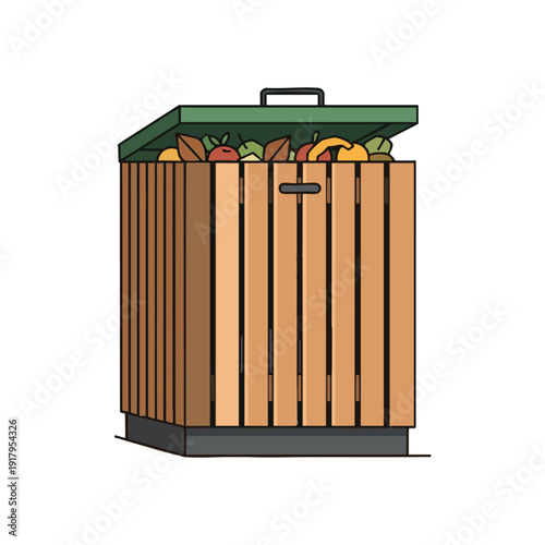 Modern Outdoor Wooden Trash Bin for Waste Disposal and Recycling