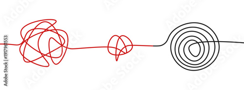 Chaos tangled mind thought scribble line abstract illustration vector