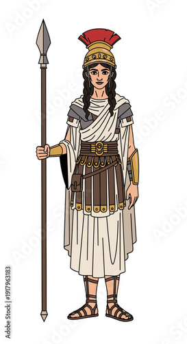 Ancient Roman patrician holding spear in traditional armor  