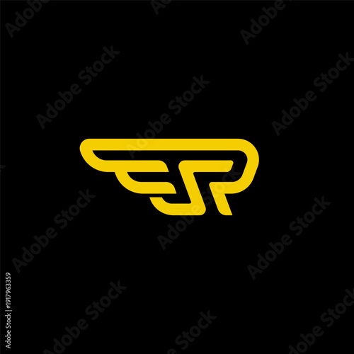 Modern Monogram SR RS Wing Logo Design
