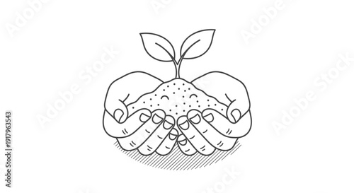 Eco friendly hands holding a seedling vector illustration