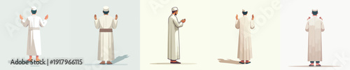 vector of a Muslim man standing gesture praying the month of Ramadan side view