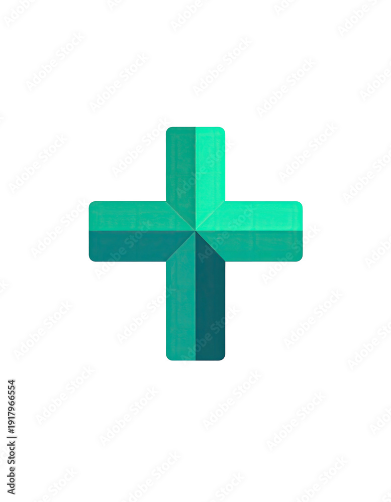 Obraz premium Graphic with a teal cross shape on a solid black background