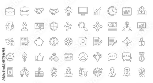Finance, Business, & Technology Line Icons for Modern Concepts