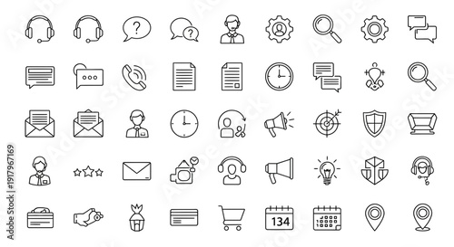 Customer Service and Support Icon Set - Business and Communication