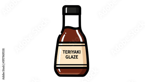 Bottle of teriyaki glaze isolated on white background