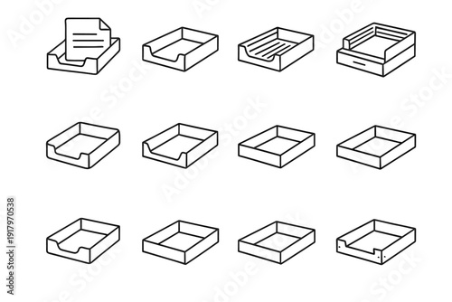 File icons rigid vector body organizer surface bottom channels matte drawer icon