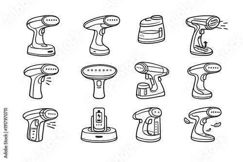 Nozzle icons water compact vector steamer integrated garment charging cordless icon