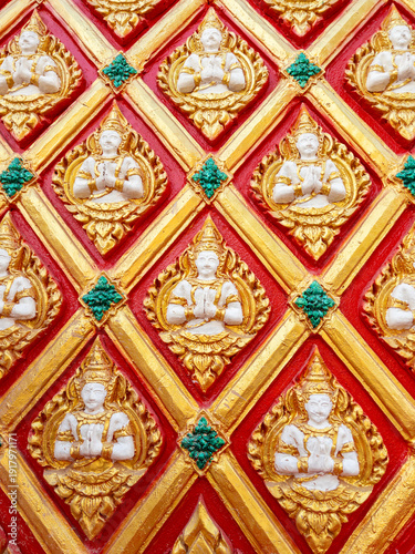 Thai Thephanom Angel Stucco on Temple Wall.