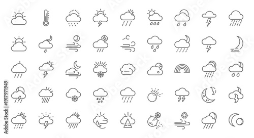 Weather Icons - Diverse Forecast and Climate Symbols