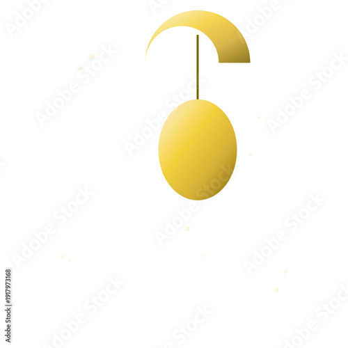 Yellow abstract pendant light fixture with minimalist design.