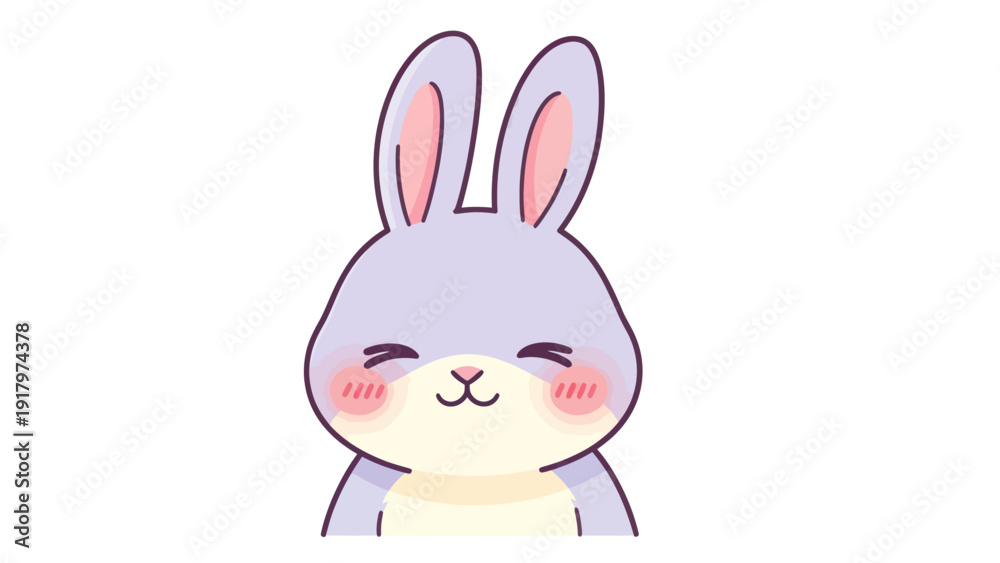 Obraz premium A cute cartoon rabbit character with a happy, smiling expression.
