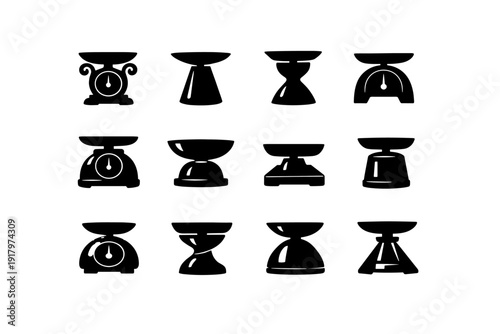 Weighing vector countertop simple image shape form icon scale generation interior tool