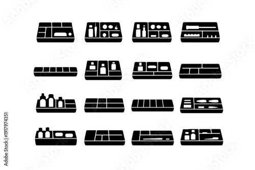 Storage generation tidy insert bathroom vector tray icon image cosmetic makeup simple