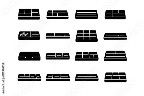 Insert office pen icon organizer simple tray drawer desk vector generation tidy