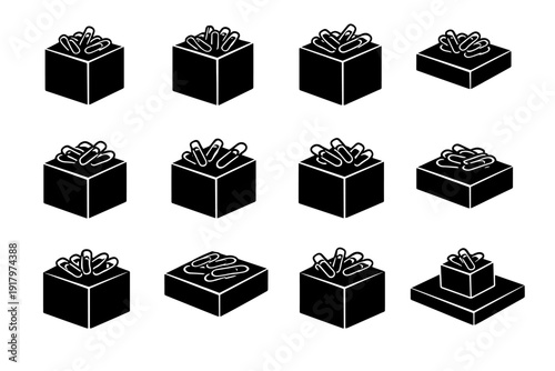 Square image cube solid icon clip generation simple keeper paper vector silhouette