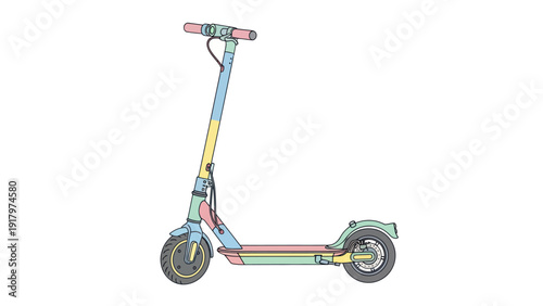 Colorful Electric Kick Scooter Isolated on White