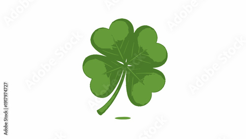 A green four-leaf clover on a white background.