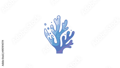 Stylized blue coral with bubbles and purple accents.