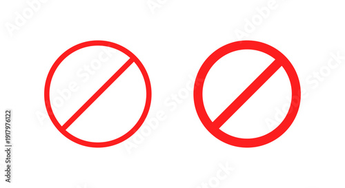 No symbol icon. Red prohibition warning sign. Forbidden and not allowed concept
