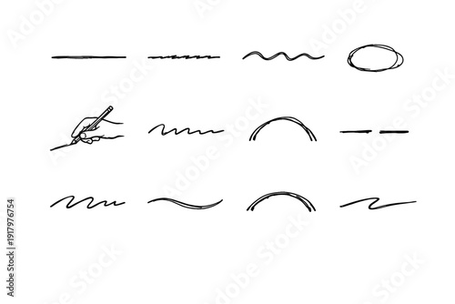 Handmade imperfect irregular penline vector icons soft jitter trace casual arc icon