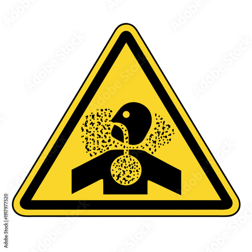 Asphyxiation Warning Label design with hazard symbol on yellow background