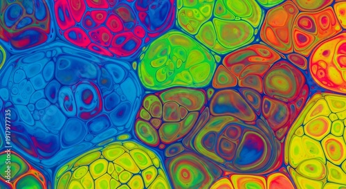 Vibrant Abstract Organic CellLike Structures in Psychedelic Colors.