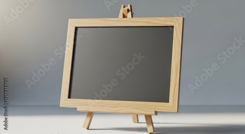 Wallpaper Mural Wooden easel displaying a blank chalkboard, lit from a side source, against a neutral backdrop Torontodigital.ca