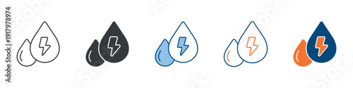 Water Drop Energy Icon Set Multiple Style Collection