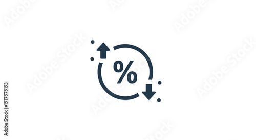 Percentage change icon with up and down arrows