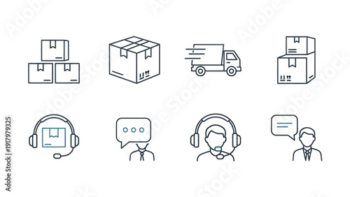 Delivery and customer support icons set